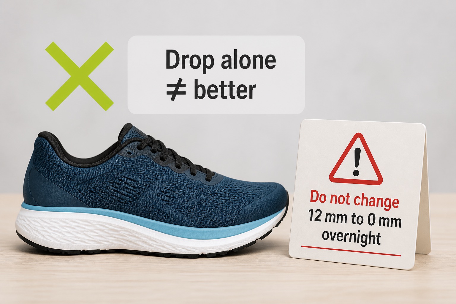 Warning visual that drop alone does not make a shoe better